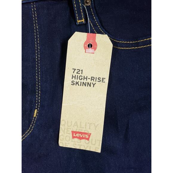 Levis 721 Jeans Size 14 Womens Blue Pants Stretch Denim High Rise Skinny NWT - Picture 4 of 16